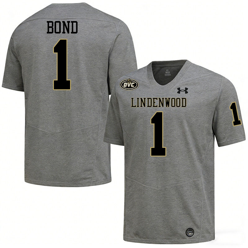 Lindenwood Lions #1 Rico Bond College Football Jerseys,Uniforms-Grey